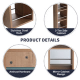 30" Wall Mounted Mirror Cabinet With And Frame, Storage Vanity For Bathroom - Imitative Oak