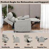 Marsha - Silicone Synthetic Leather Power Motion Recliner With Lift Heating Massage Chair - Light Gray