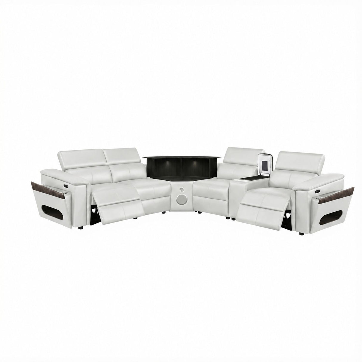 Nova - Sectional With Bluetooth Speaker, LED And Lifting Wine Cabinet