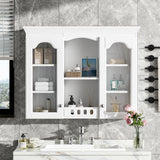 Wall-Mounted Medicine Cabinet With 2 Glass Doors, Adjustable Shelves - White