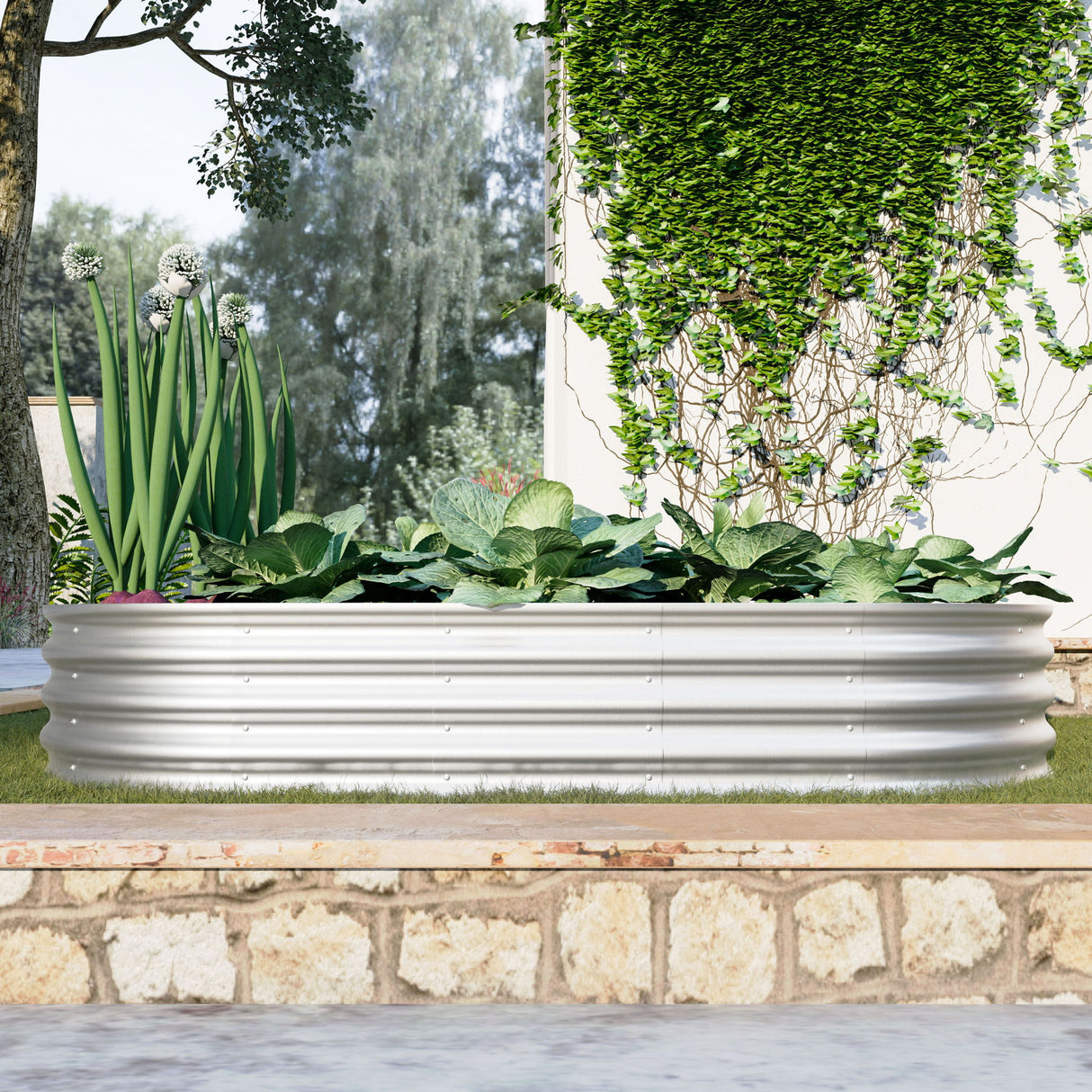 Heavy Duty Galvanized Raised Garden Bed Kit For Vegetables, Flowers & Herbs