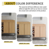 58" Freestanding Bathroom Cabinet With 4 Soft Close Doors & 3 Open Racks (Vanity Only, No Sink) - Oak