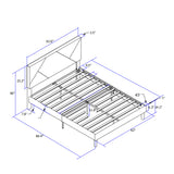 Queen Size Upholstered Platform Bed Frame Wood Slat Support - Gray