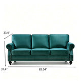 3 Seater Sofa With Nailhead Trim And Turned Legs For Living Room