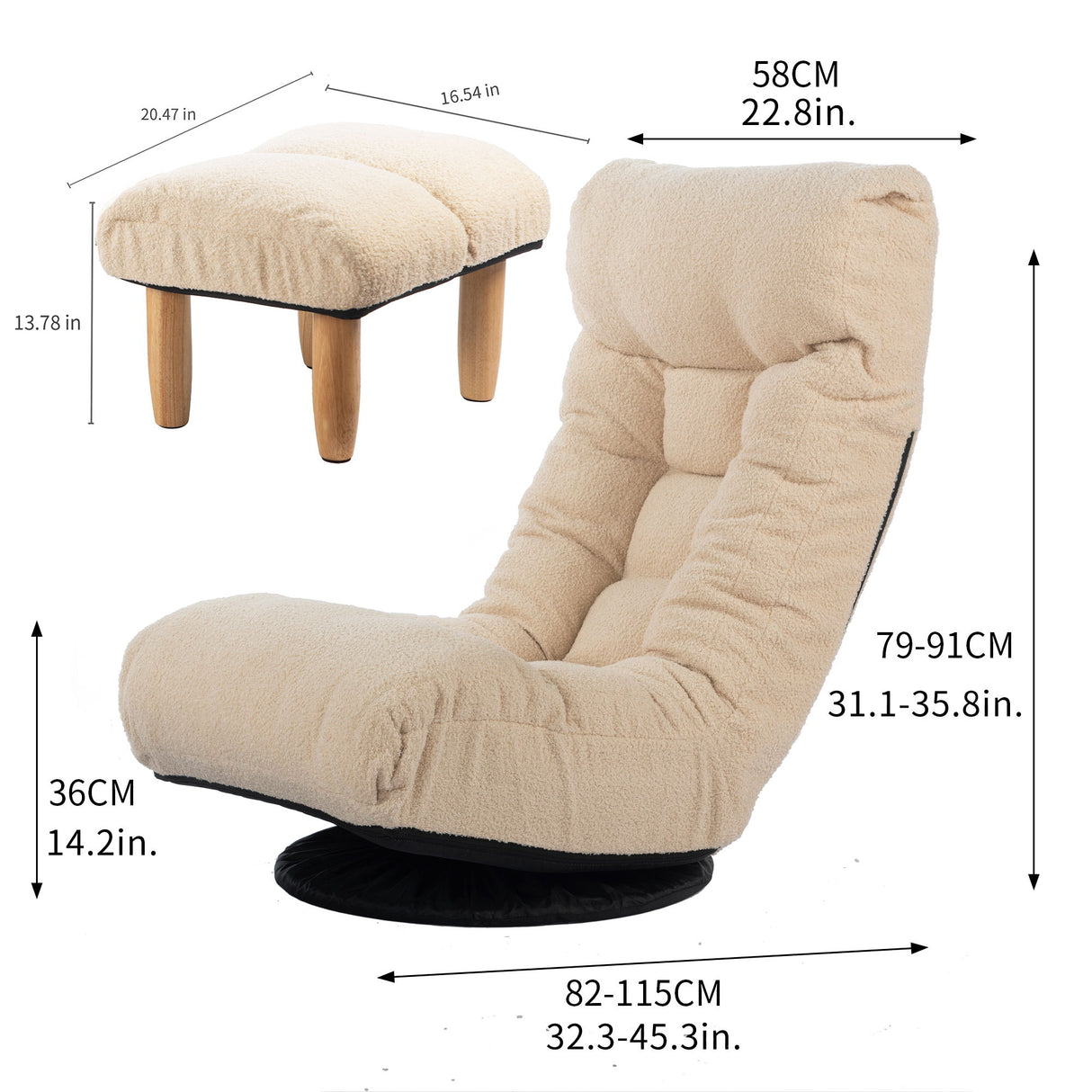 Adjustable Japanese Reclining Floor Chair Sofa With Metal Frame For Living Room