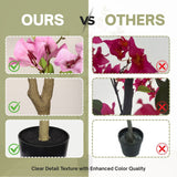Artificial Bougainvillea Tree, Realistic Faux Plant In Pot, Indoor Decor For Home - Baby Pink / Green Leaf