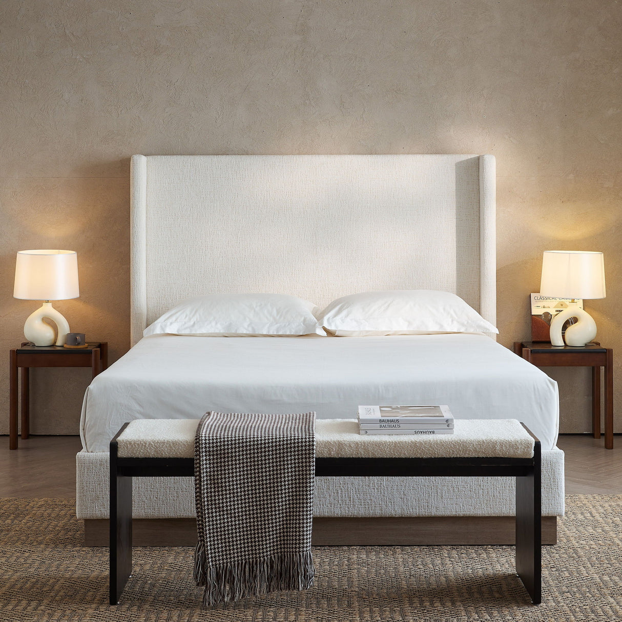 Hosford - Minimalist Upholstered Wingback Bed