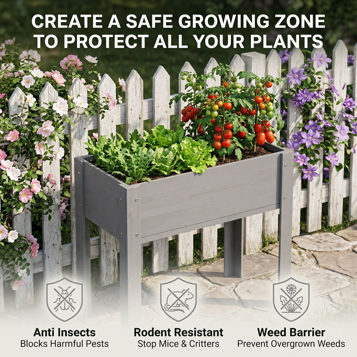 Raised Garden Bed With Legs, Elevated Planter Box For Outdoor Plants