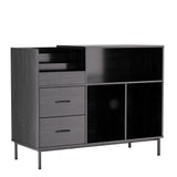 Eco-Friendly Vinyl Record Player Stand With Flip-Top Storage, Media Console With Dual Outlets And Dustproof Drawers