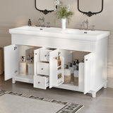 Bathroom Vanity With Double Sinks, 3 Drawers & 4 Doors, Soft Close, All Open Back Design - White