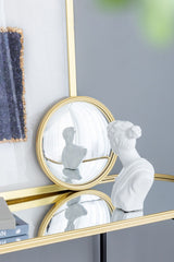 Round Mirror, Circle Mirror With Iron Frame For Living Room Bedroom Vanity Entryway Hallway