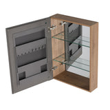 20" Wall Mounted Bathroom Mirror Cabinet With Adjustable Shelves Storage Cabinet - Imitative Oak