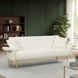 Convertible Double Futon Sofa Bed With Folding Armrests For Living Rooms