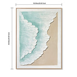 Framed Ocean Wave Wall Art, Textured Canvas Painting, Beach Decor For Living Room (Set of 2) - Aqua Blue