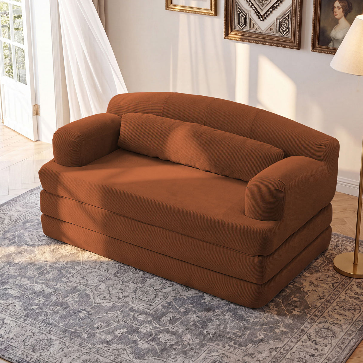 2 Seater Sofa Bed, Compact Foldable Floor Couch
