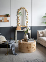 Full Length Arched Wall Mirror With en Leaf Accents Decorative Mirror For Living Room Bedroom - Gold