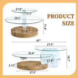 Contemporary Artistic Double Layer Coffee Table, Tempered Glass Top