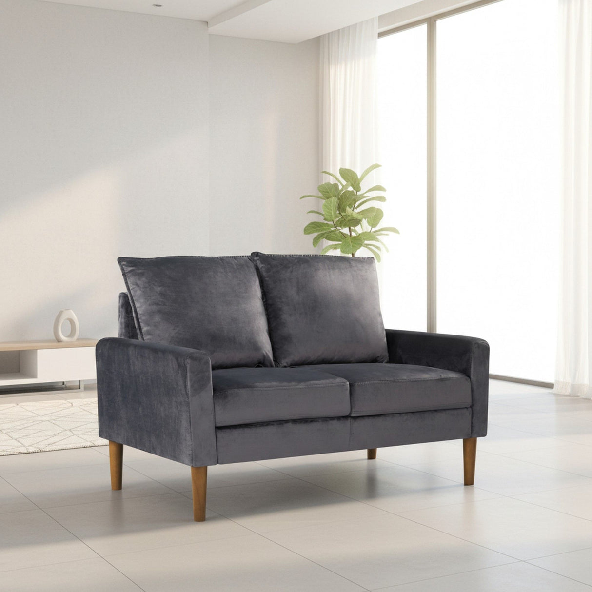 Upholstered Loveseat Sofa, 2 Seater Couch For Living Room Apartment
