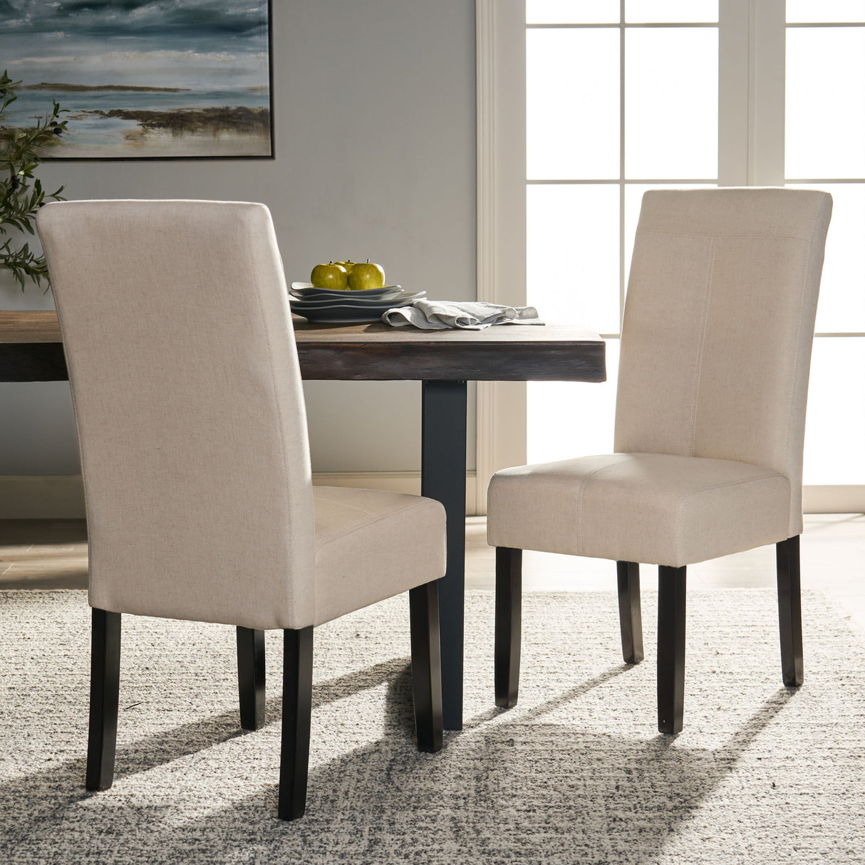 Pertica - Dining Chair Contemporary Design Wood Fabric - Natural