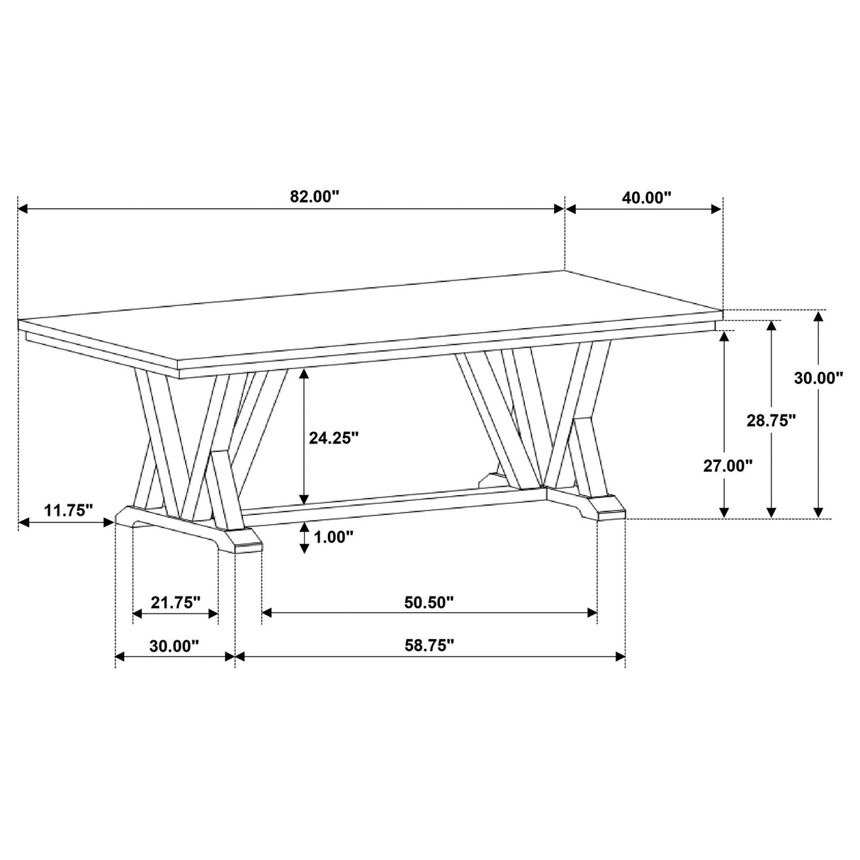 Ruston - Rectangular Dining Table With Trestle Design - Gray