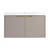 Contemporary Wall Mounted Bathroom Vanity With Resin Double Sink