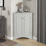 Triangle Bathroom Storage Cabinet With Adjustable Shelves, Freestanding Floor Cabinet For Home Kitchen