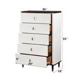 Carena - 5 Piece Bedroom Set (Eastern King Dresser Chest Mirror Nightstand) - Brown / Light Gray / White