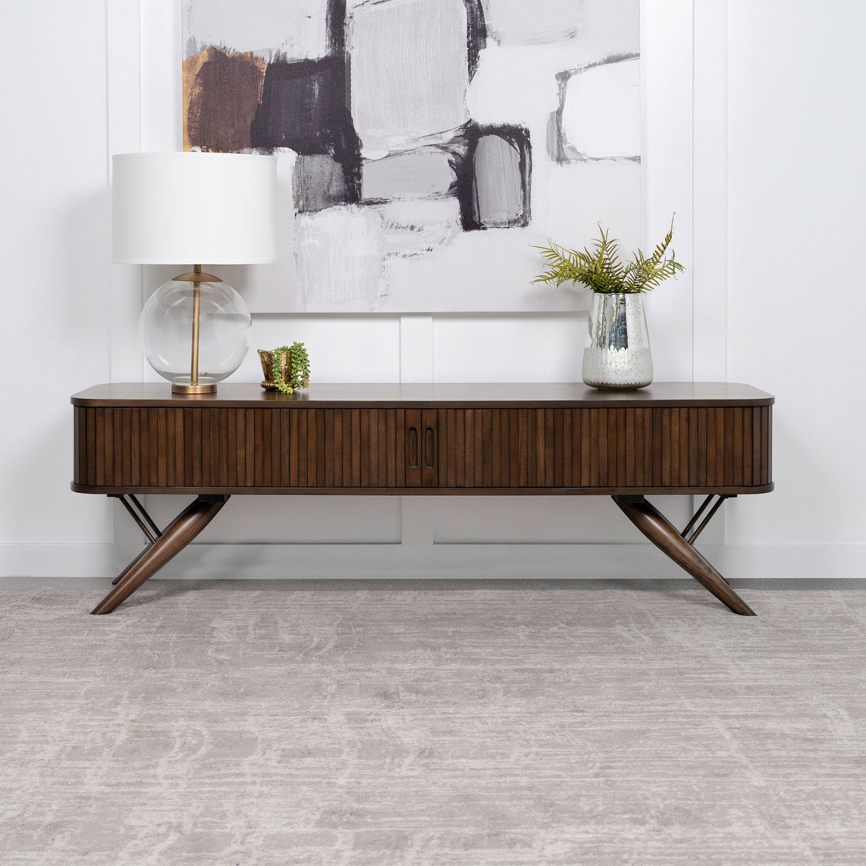 Stewart - TV Stand With Sliding Doors - Walnut