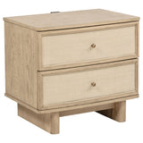 Kimpton - 2 Drawer Nightstand With USB Charging Ports - Beige