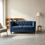 Button Tufted Loveseat, 2 Seater With Square Arm Couch For Living Room