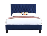 Queen Upholstered Bed - Blue - Fabric