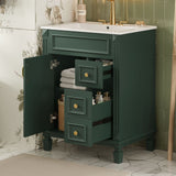 Bathroom Vanity With Sink, Compact Cabinet & 2 Drawers And Adjustable Shelf
