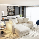 4 Seat Sofa With Soft Pillows And Movable Ottoman
