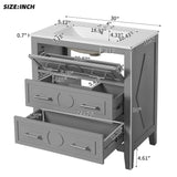 Retro Bathroom Vanity With Sink Combo, Free Standing Single Set With 3 Drawers