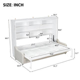 Murphy Cabinet Bed With Folding Sofa, Built In Storage Shelves And LED Light