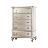 Bedroom Furniture Chest Of Drawers, 5 Drawer Storage - Champagne / Silver / Gray