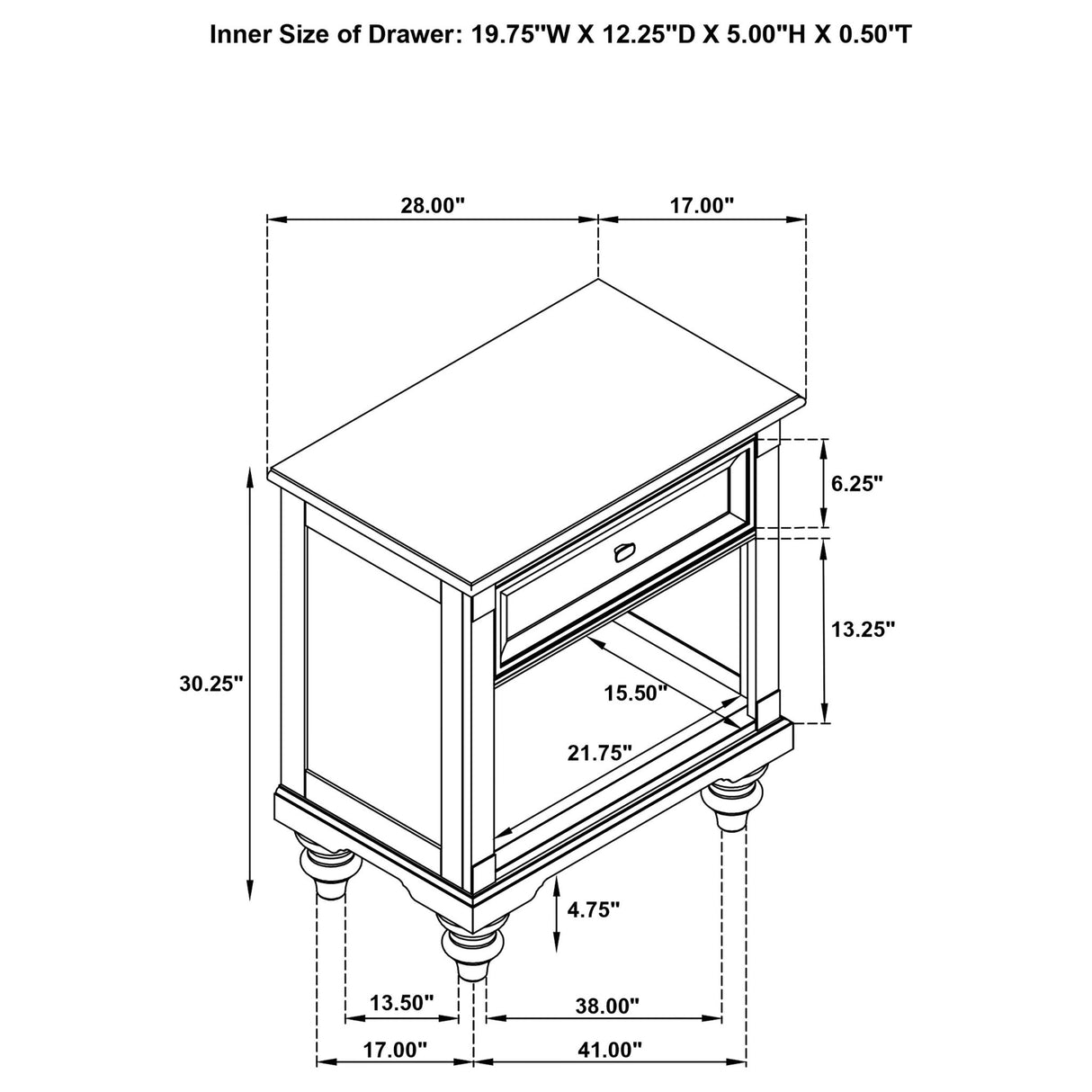 Berwick - 1 Drawer Nightstand With Open Cubby - Dark Oak