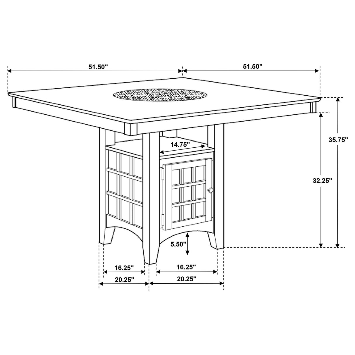 Tolland - Counter Height Dining Table With Storage Pedestal - Cappuccino