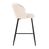 Fran - Pleated Waves Contemporary, Fixed Height Counter Stool (Set of 2)