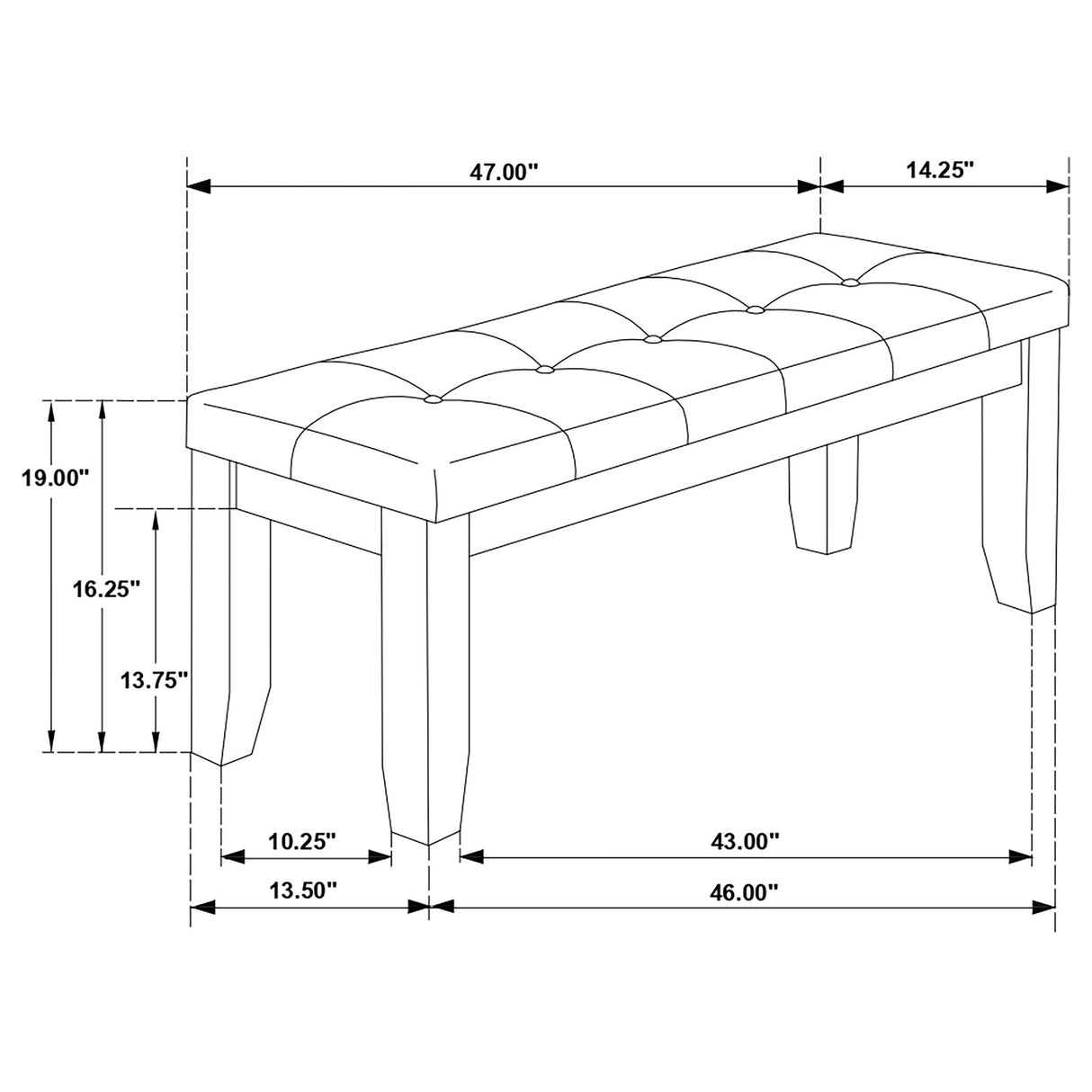 Erskin - Upholstered Dining Bench With Button Tufted Cushion - Dark Gray