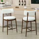 Mid Century Modern Counter Stools, Fabric Upholstered Chairs