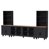 Farmhouse TV Stand With Solid Wood Gourd Shaped Legs For TVs Up To 70"