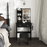 Modern Small Vanity Desk With 3 LED Lighting Modes, 3 Drawers