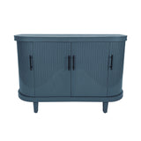 Curved Sideboard Wooden Console Table With 4 Doors And Adjustable Shelves For Living Room - Blue
