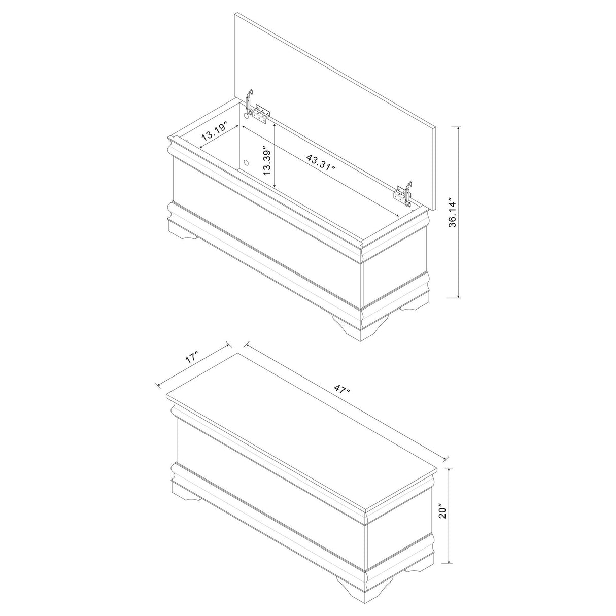 Chest With Curved Moldings And Bracket Feet - Brown