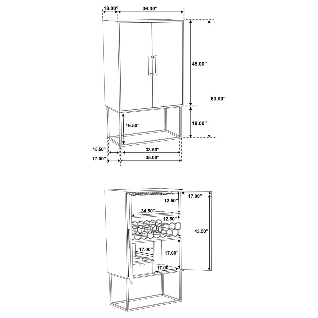 Washoe - 2 Door Bar Cabinet - Walnut