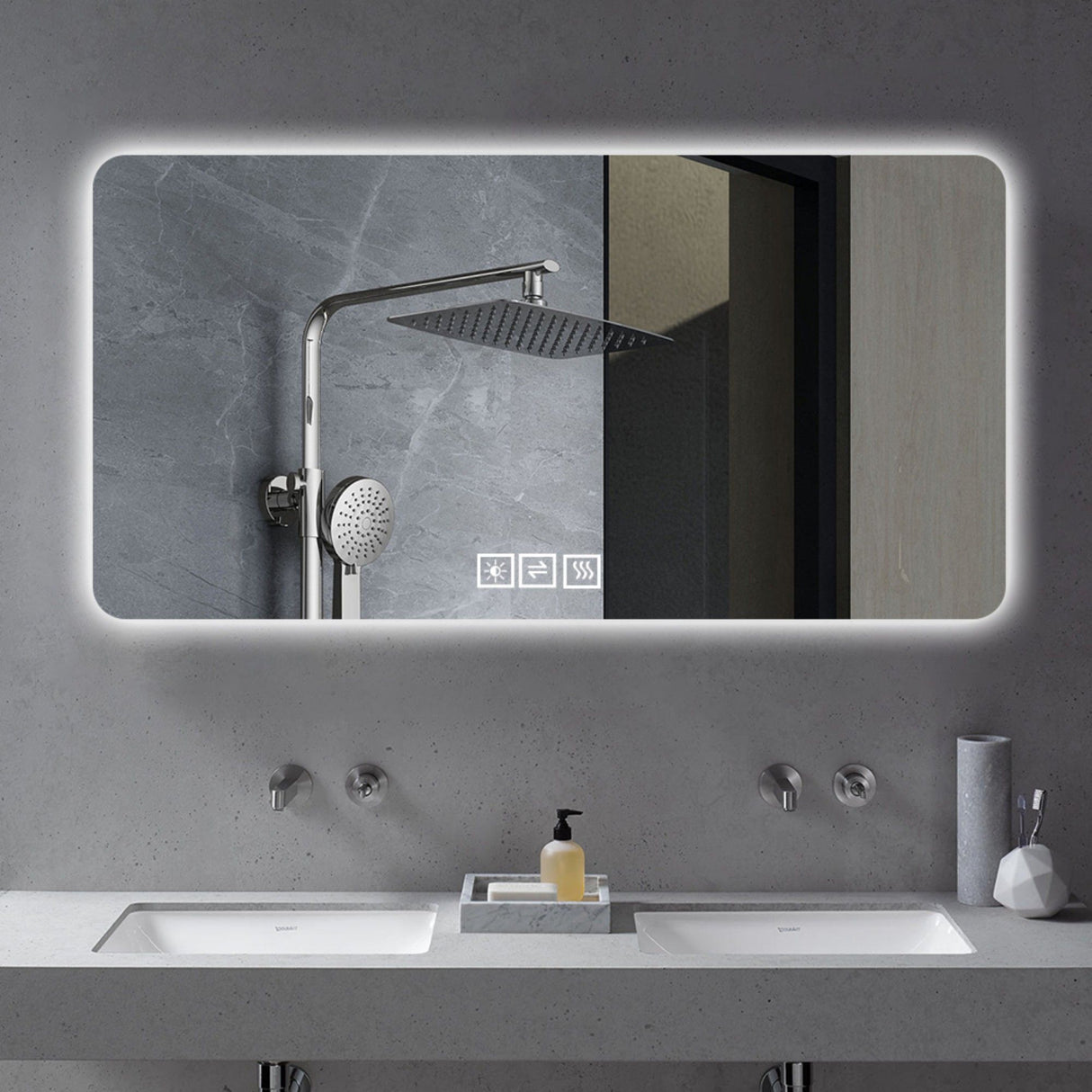 LED Bathroom Mirror With 3 Color Dimmable Backlight