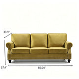 3 Seater Sofa With Nailhead Trim And Turned Legs For Living Room