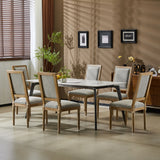 French Country Style Dining Chair With Upholstered Seating And Fluted Legs