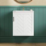 Modern Wall Mounted Bathroom Cabinet With Side Shelf And Ceramic Sink